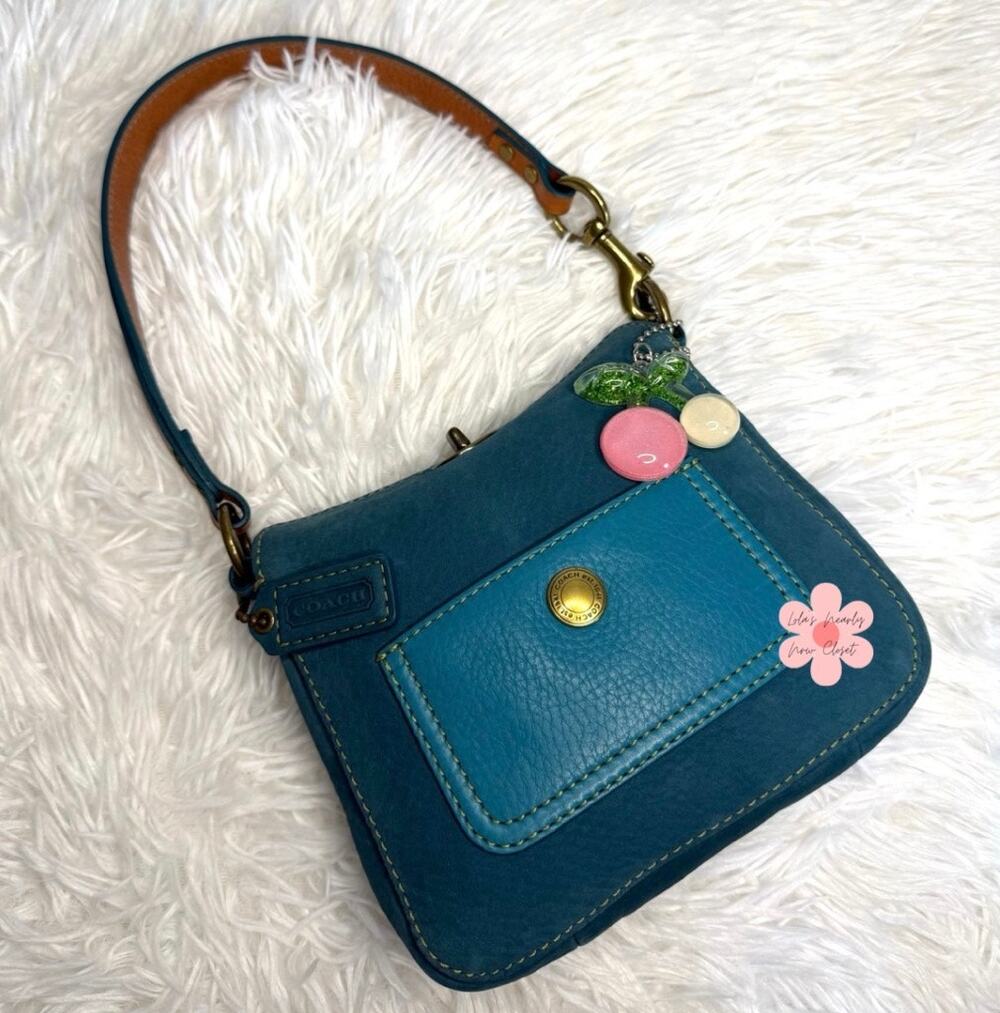 y2k COACH Vintage 9390 Suede Turnlock Mini Purse Shoulder Bag